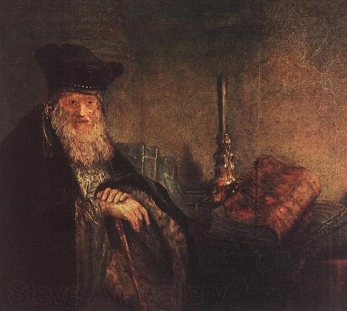 REMBRANDT Harmenszoon van Rijn Old Rabbi (detail) dh Norge oil painting art